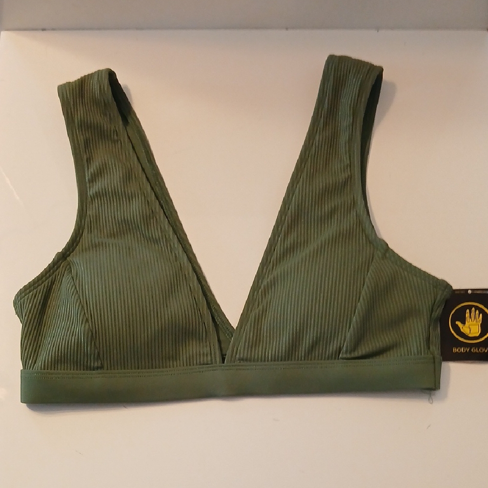 Body Glove Women's Sage Green Ribbed Bralette NWT